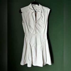 Calvin Klein White Sleeveless Zip-Front Flared Mini Dress